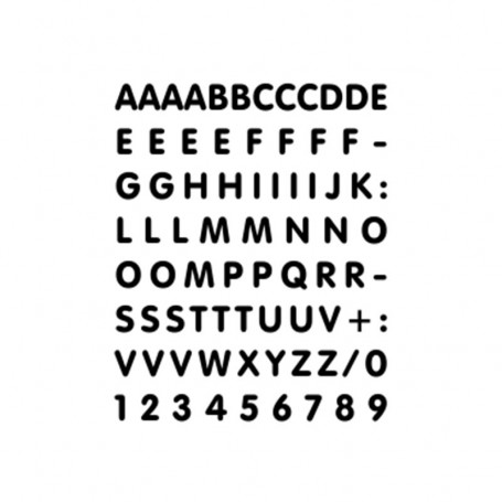 Table des autocollants lettres et chiffres noir