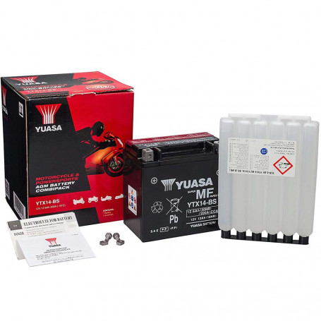 Batterie Yuasa YTX14-BS 12A, positif Gauche