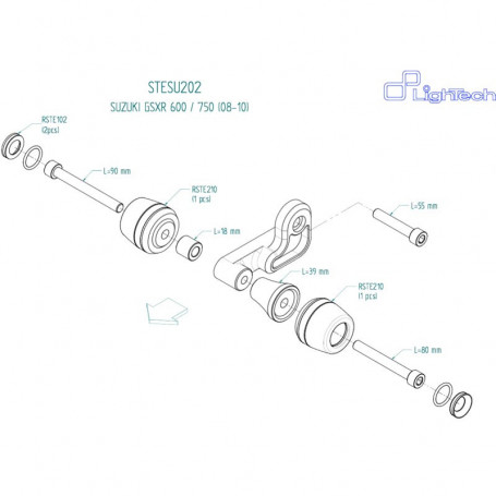 Lightech Frame Slider Kit for Suzuki GSX R 600/750 08-