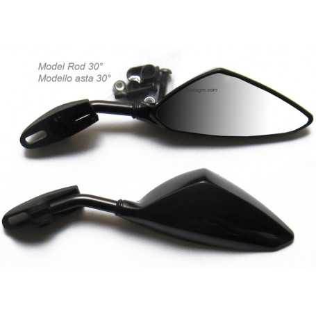 Specchio non omologato Formula 2004 Orion nero lucido da carena sinistro piega 30°