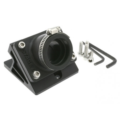 Intake spacer Stage6 R/ d= 28/26 mm black, d=26mm for Minarelli horizontal