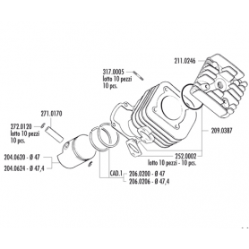Cilindro fundición Polini Sport 70 CC Bifascia para Mot. Minarel… | MotoGM