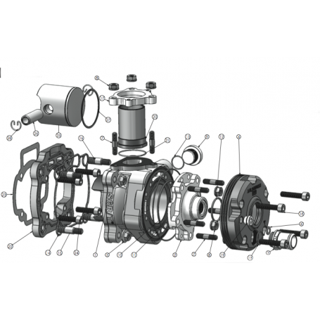 Cylindre Alu Stage6 High End R/T 70 CC mono segment H2O pour Mot. Piaggio 50 LC sp.Ø 12
