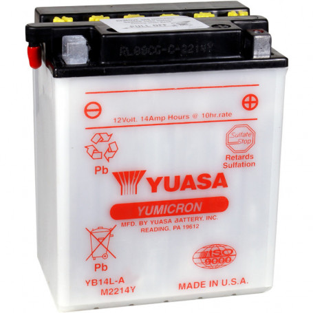 Yuasa Battery YB14L-A2 14 A, Right polarity