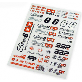 FOGLIO KIT ADESIVO ADESIVI STAGE6 STICKER STICKERS STAGE STAGE 6 RACE ROSSO  FLUO