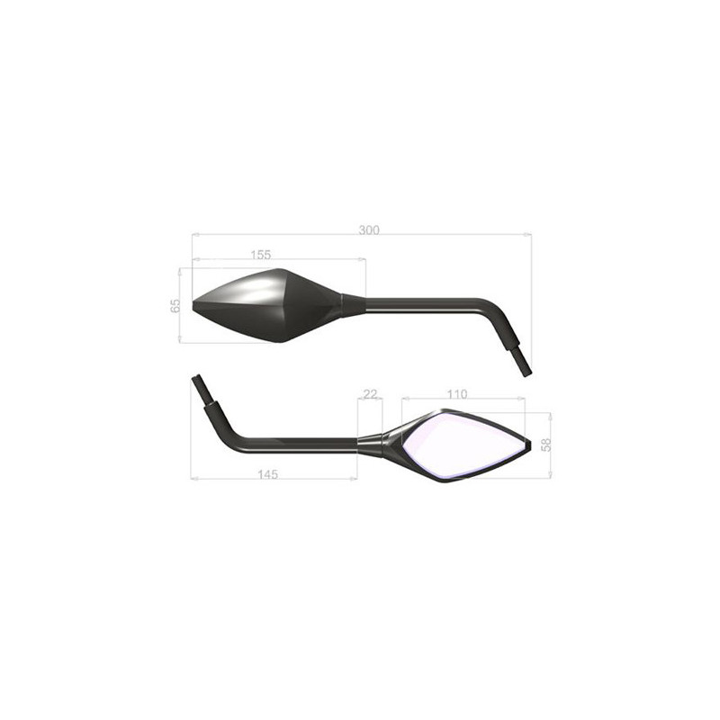 Barracuda Mirrors "STREET" black for Naked (pair)