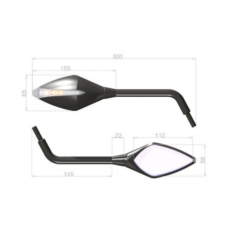 Barracuda Mirrors STREET-INDICATOR Naked pitch M10 X 1,25 (pair)