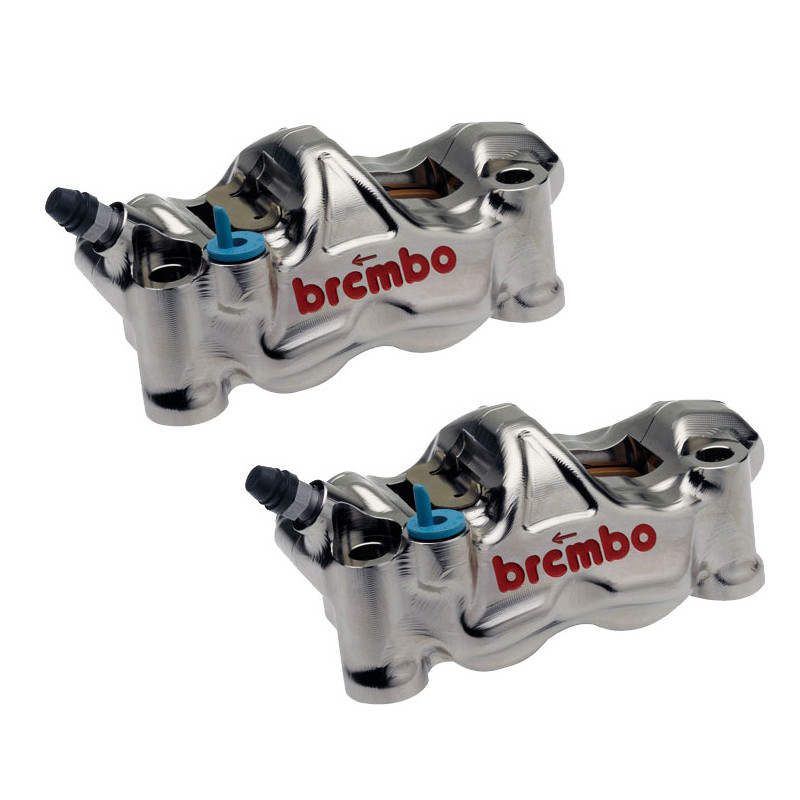 Kit Bremssättel radial Brembo GP4 RX CNC P4 32 nichelate, interasse 108 mm Sx+ Dx mit Bremsbeläge