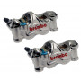 Kit étriers HPK CNC Brembo GP4 RX entraxe 108mm gauche + droite avec plaquettes, Finition nickel