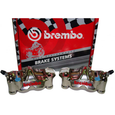 Kit pinze freno radiali Brembo GP4 RX CNC P4 32 nichelate, interasse 108 mm Sx+ Dx con pastiglie