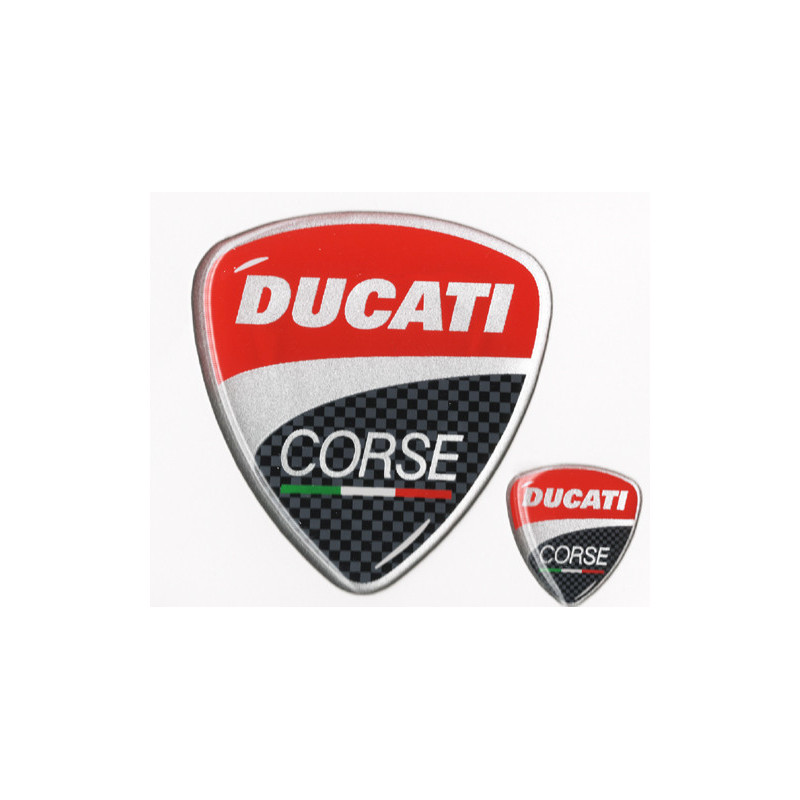 Armes "Ducati Corse", adhésive résine 3D grand 42 X 45 mm + petit 11 x 14 mm