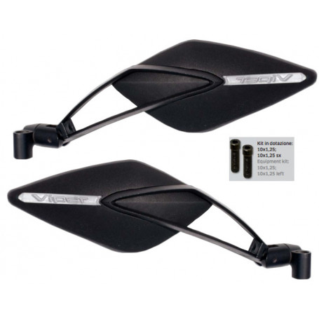 Par de espejos homologado Viper 8 Style in plastica ABS negro opaco Naked passo 10X1,25 (1 par)
