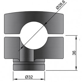 Adapter für manubri da 28mm conico schwarz, Höhe 36 mm | MotoGM