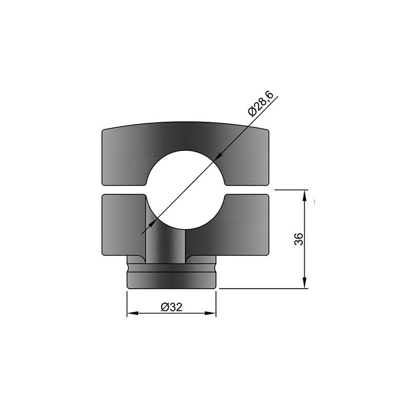 Adaptador para manubri da 28mm conico negro, altura 36 mm | MotoGM