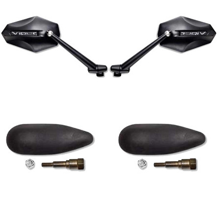 Far Viper 6 Mirrors Street Legal + kit for handlebar variation whit rubber holes cover  for Yamaha T-MAX 500 08-11 (1 pair)