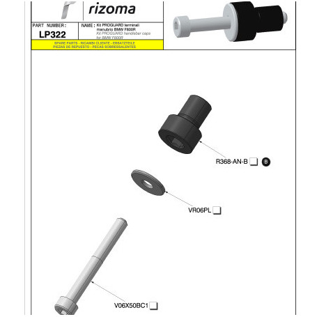 Adattatore Rizoma LP322B per Proguard e terminali manubrio per BMW F 800 R (1 pezzo)