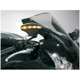 Specchio sinistro da carena nero omologato con freccia Led, base con attacco universale 24-68 mm