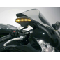 Espejo izquierdo da carenado negro homologado con intermitente Led, base con soporte universal 24-68 mm