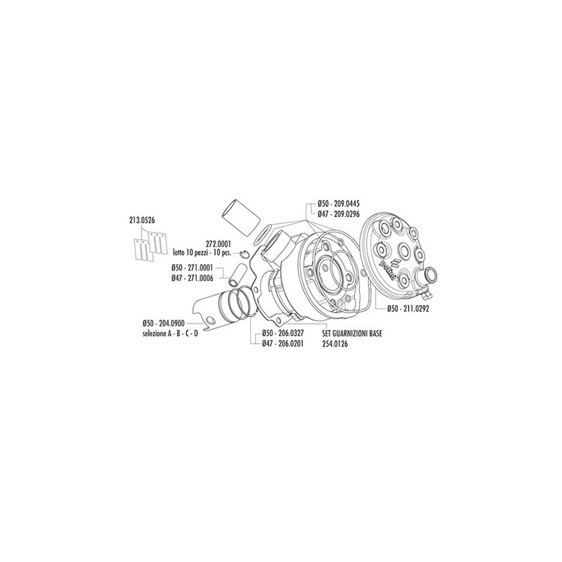 Cilindro Polini 133.1008  Alu 80 cc AM6  Ø 50 H2O, sp. Ø 12 | MotoGM