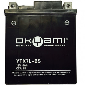 Batterie OKYAMI YTX7L-BS 6Ah, positiv SX, 114x71x131mm | MotoGM