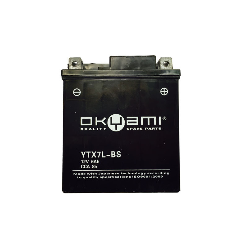 Batería OKYAMI YTX7L-BS 6Ah, positivo SX, 114x71x131mm