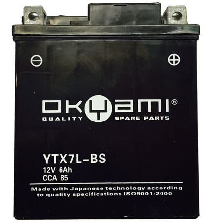 Batterie OKYAMI YTX7L-BS 6Ah, positiv SX, 114x71x131mm | MotoGM