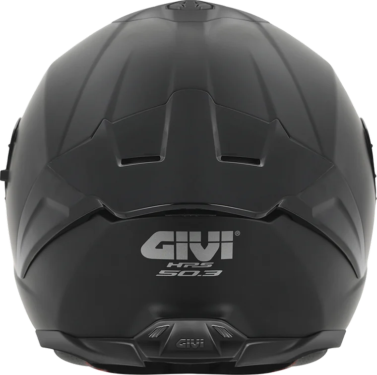 Casco Givi 50.3 Solid nero opaco, vista posteriore con estrattore