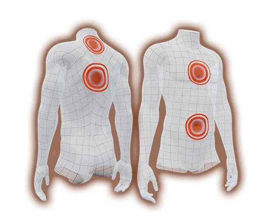 Zone protette dall'airbag Ixon IX-AIRBAG U04: collo, schiena, petto e addome