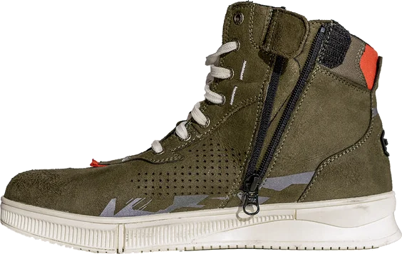 LS2 Chrome military green motorcycle boot with side zip